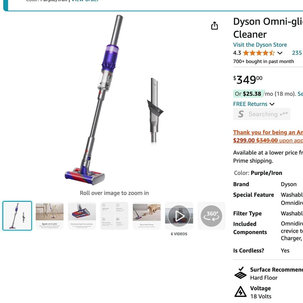 dyson omni glide(1 year warranty)